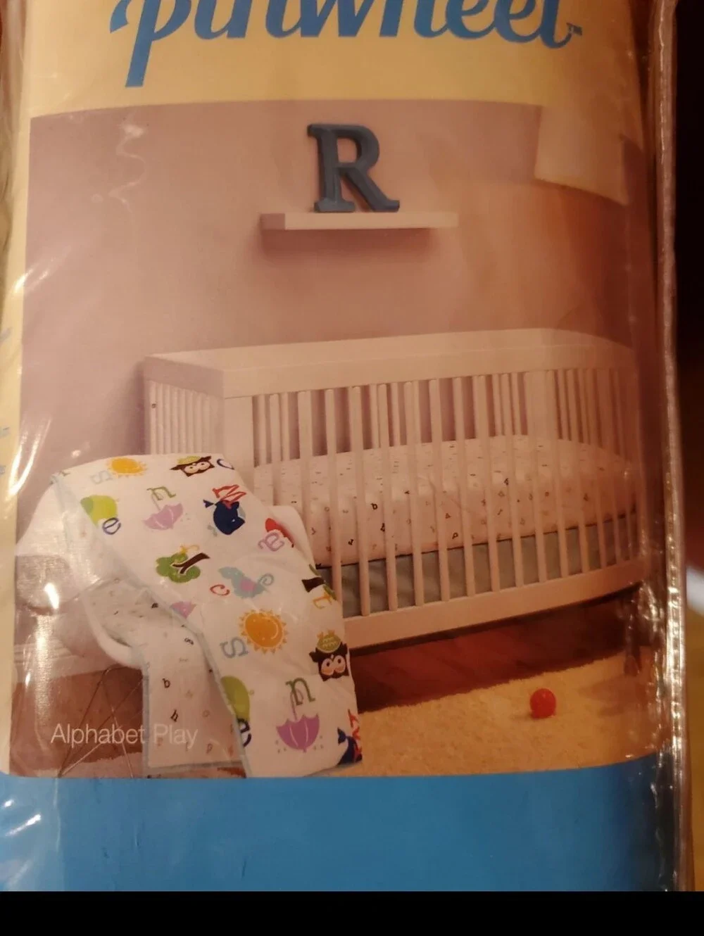 Baby Bedding Set in Aqua and Multi-Color Alphabet Print